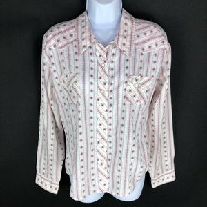 SF415 Women's Pink Pearl Snap Shirt L